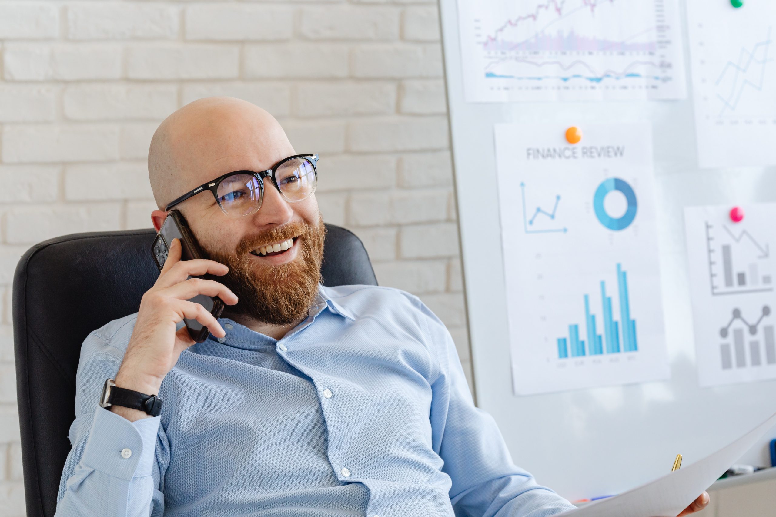 Business owner using iPhone