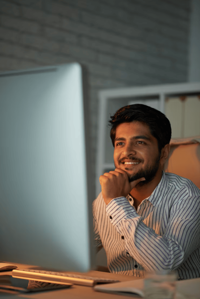 businessman working at desktop